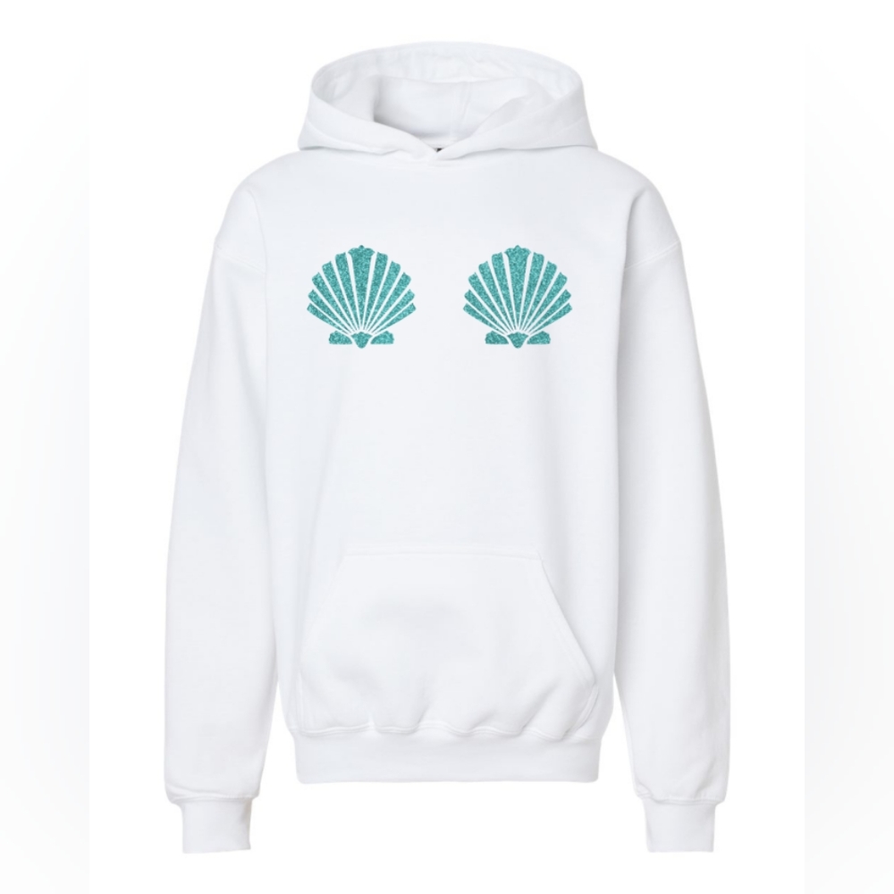Mermaid shell bra Pullover Hoodie White